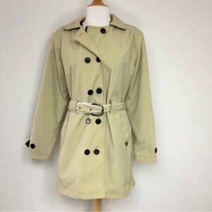 Corazzo Women’s Tan Vespa Motorcycle Padded Short Trench Coat Jacket Size Large